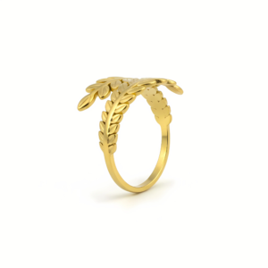 Golden Laurel Leaf Bypass Ring