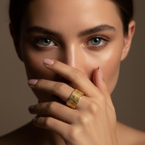 Alternative view of Golden Bark Open Band Ring