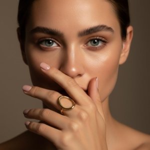 Alternative view of Golden Abstract Oval Open Band Ring