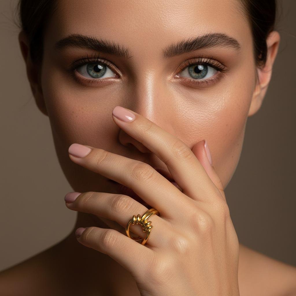 Alternative view of Halo Knot Wrap Gold Ring