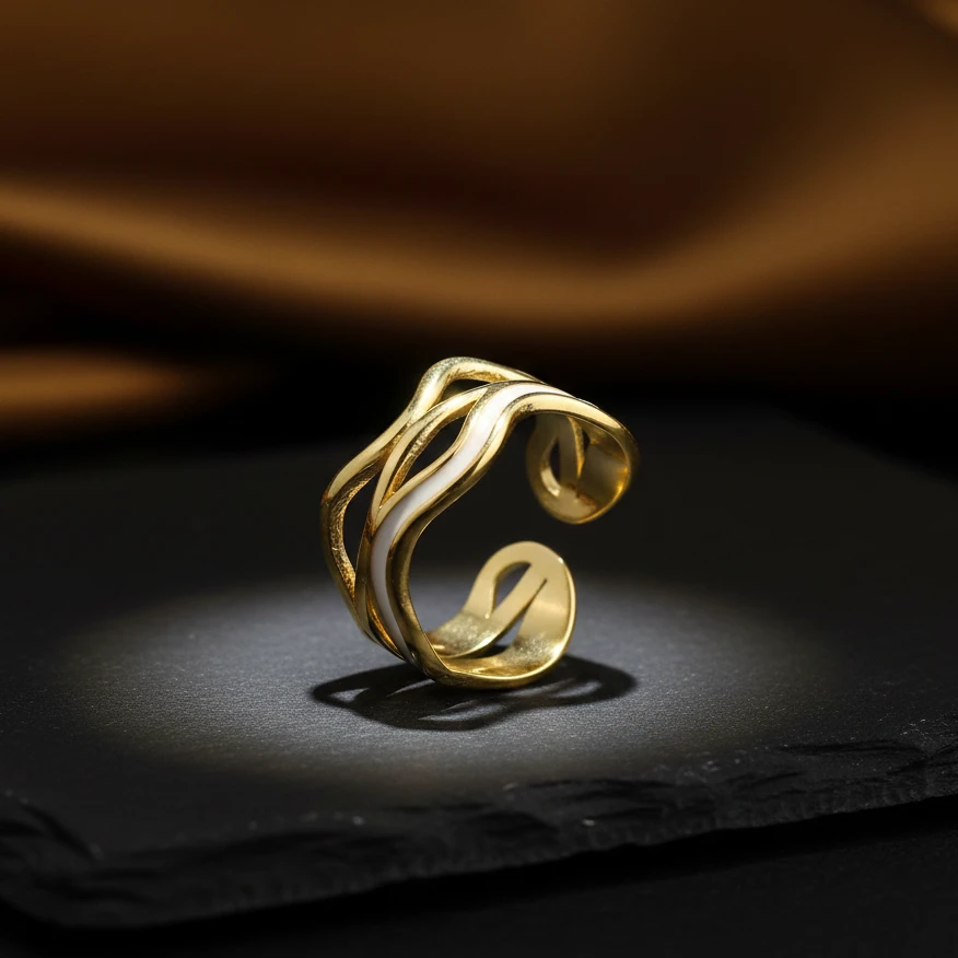 Ethereal Wave Gold Plating Ring - Image 3
