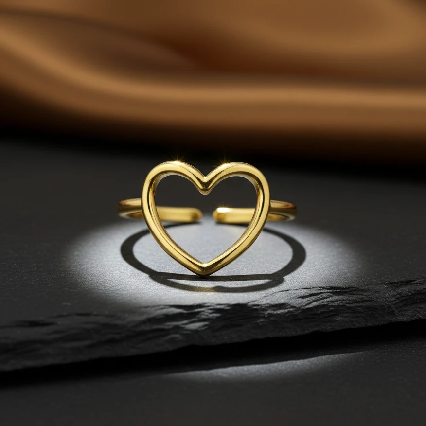 Alternative view of Sleek Heart Frame Adjustable Ring
