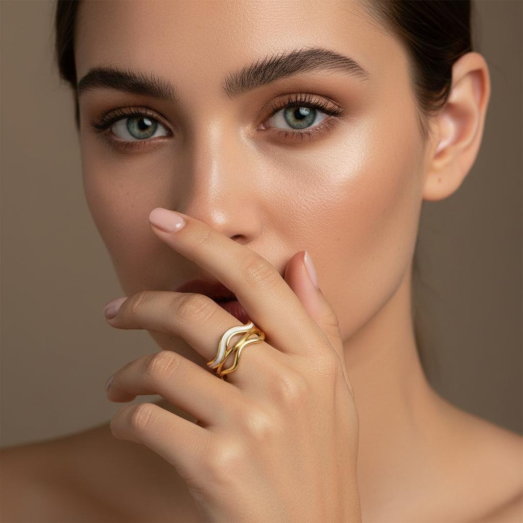 Alternative view of Ethereal Wave Gold Plating Ring