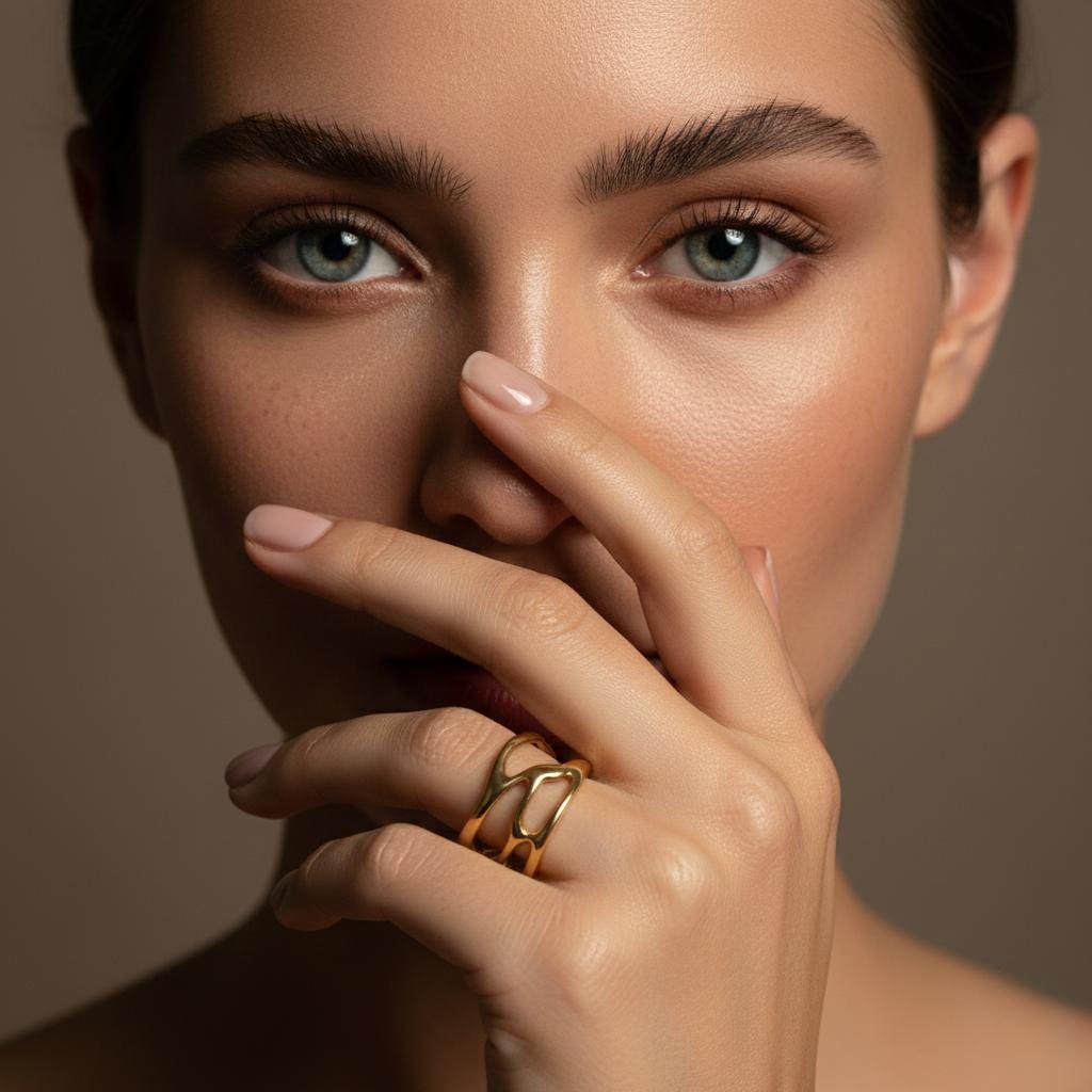 Alternative view of Golden Mirage Adjustable Ring