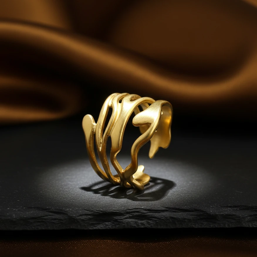 Solara Sculpt Gold Plate Ring - Image 3