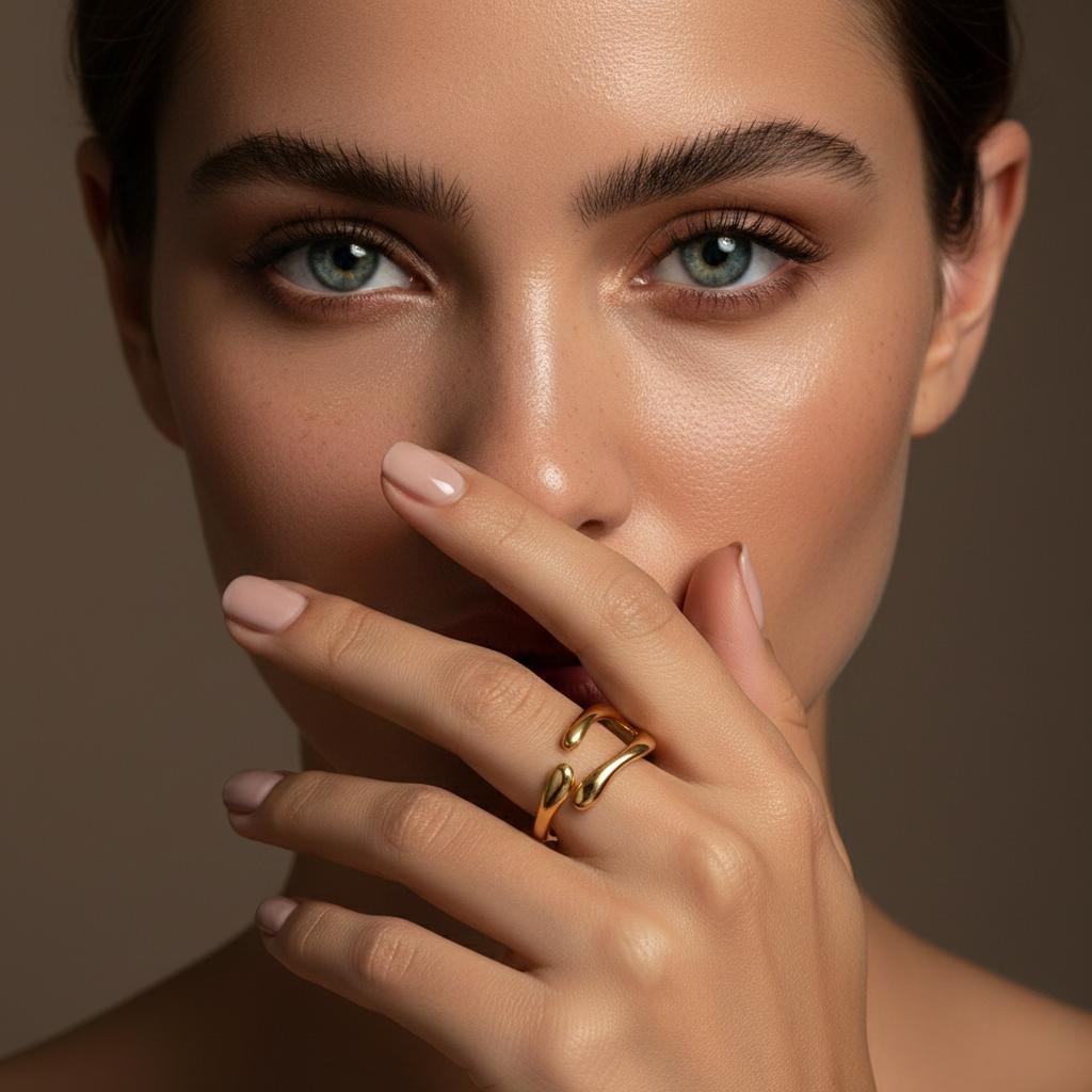 Alternative view of Eclipse Twist Adjustable Gold Ring