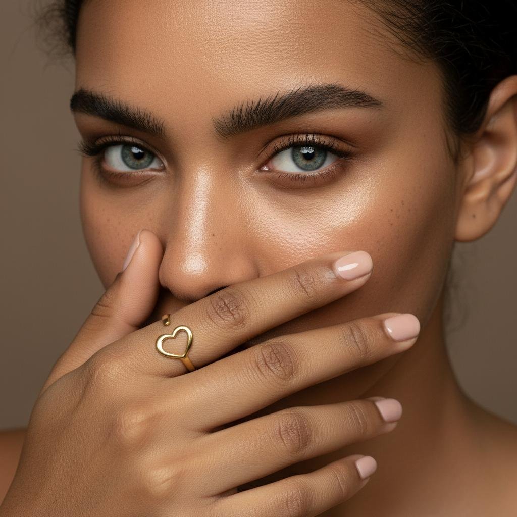 Alternative view of Minimal Open Heart Gold Adjustable Ring