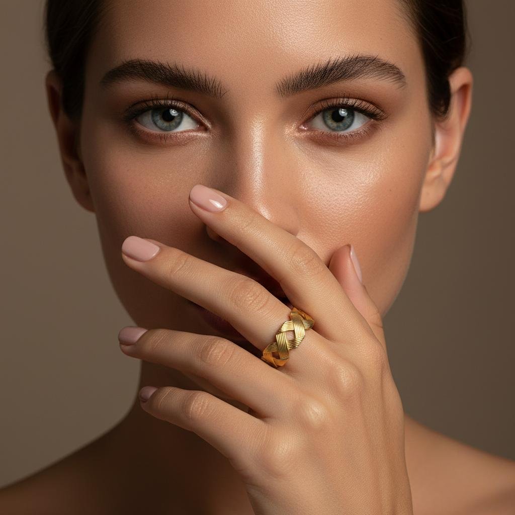 Alternative view of Radiant Interlock Gold Plating Ring