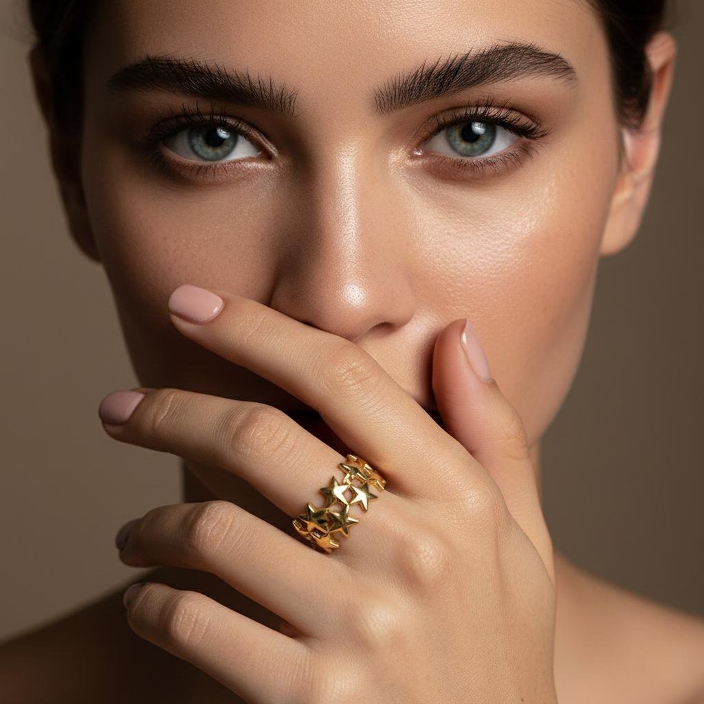 Alternative view of Twinkling Stars Designer Gold Ring