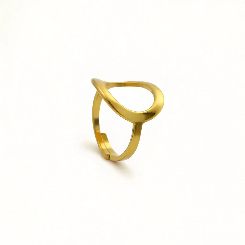 Minimalist Oval Contour Gold Plate Ring - Image 4