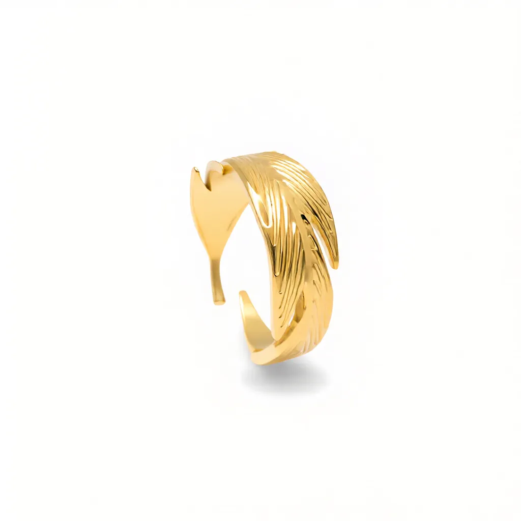 Elegant Feather Gold Statement Ring - Image 4