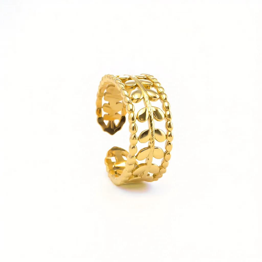 Alternative view of Golden Botanical Wrap Statement Ring