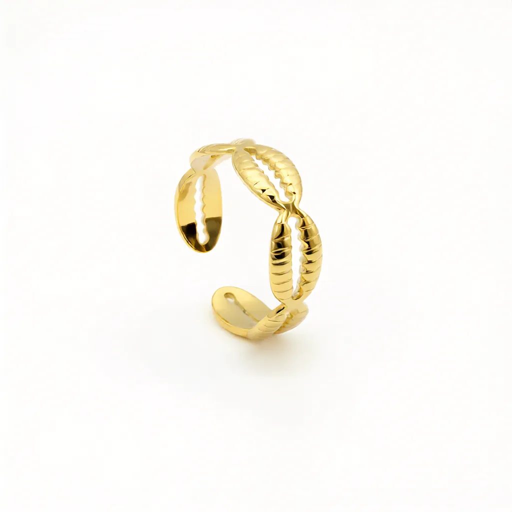 Golden Cowrie Shell Ring - Image 3