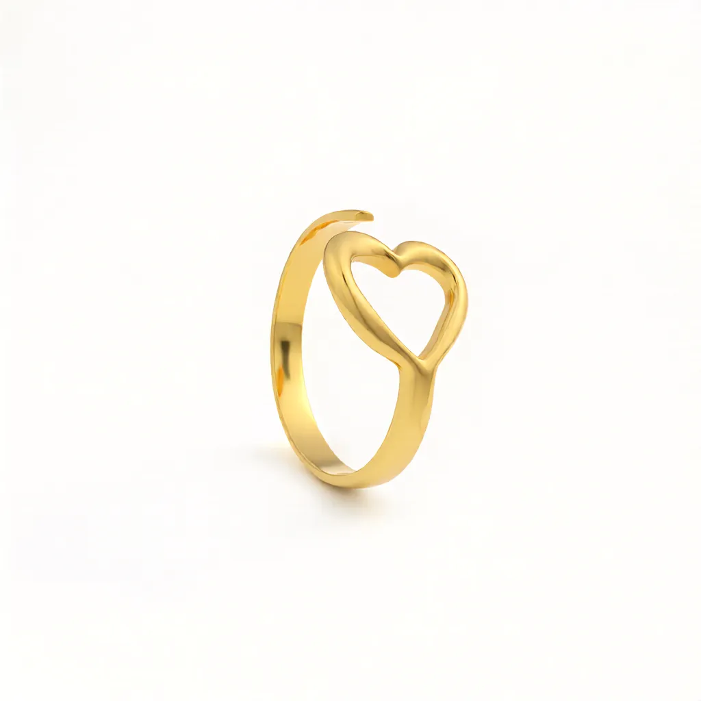 Minimal Open Heart Gold Adjustable Ring - Image 4