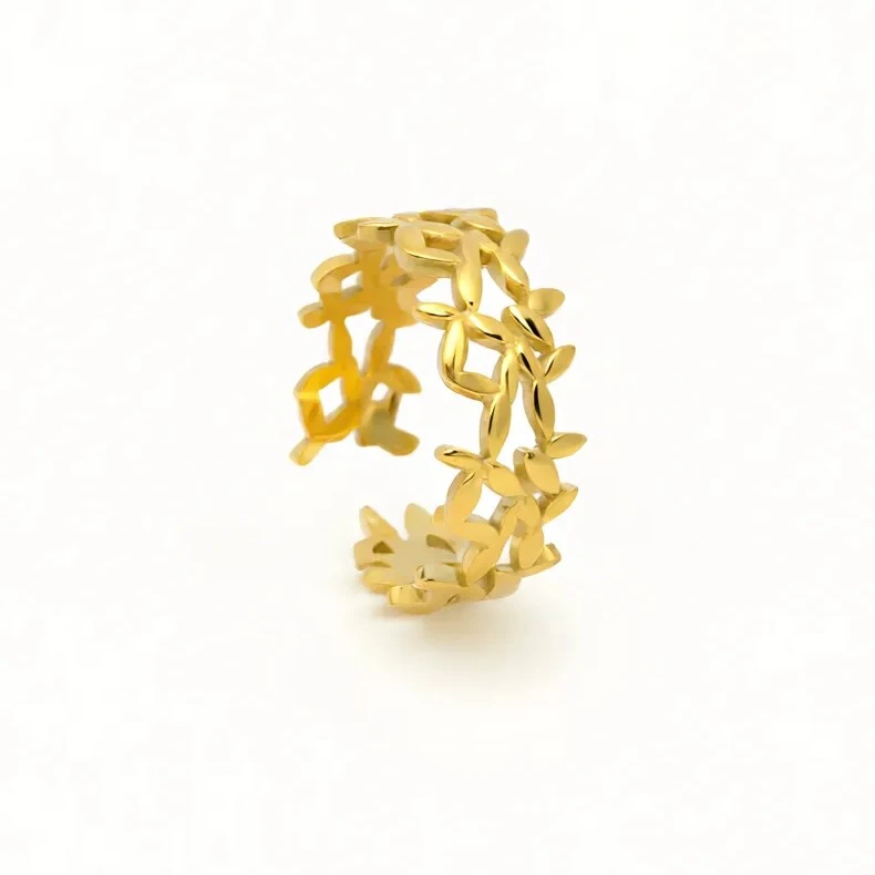 Golden Leaf Vine Adjustable Ring - Image 3