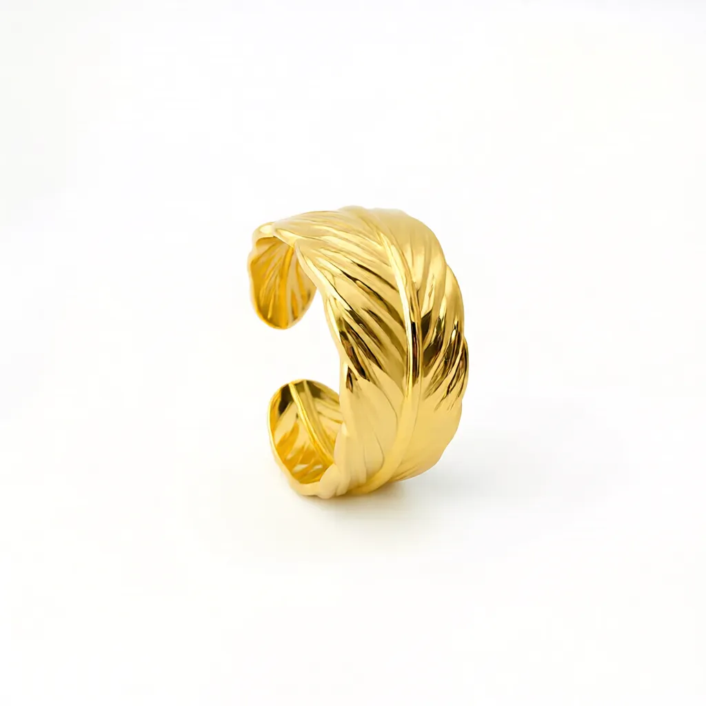 Golden Feather Wrap Statement Ring - Image 3