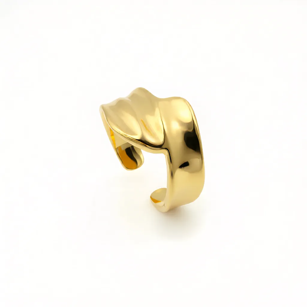Sculpted Gold Open Cuff Ring - Image 3