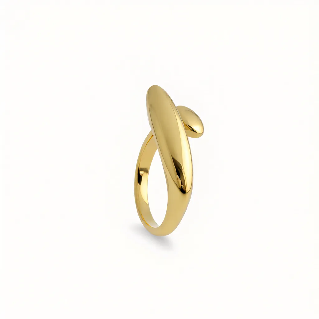 Minimal Tilted Gold Plate Ring - Image 5