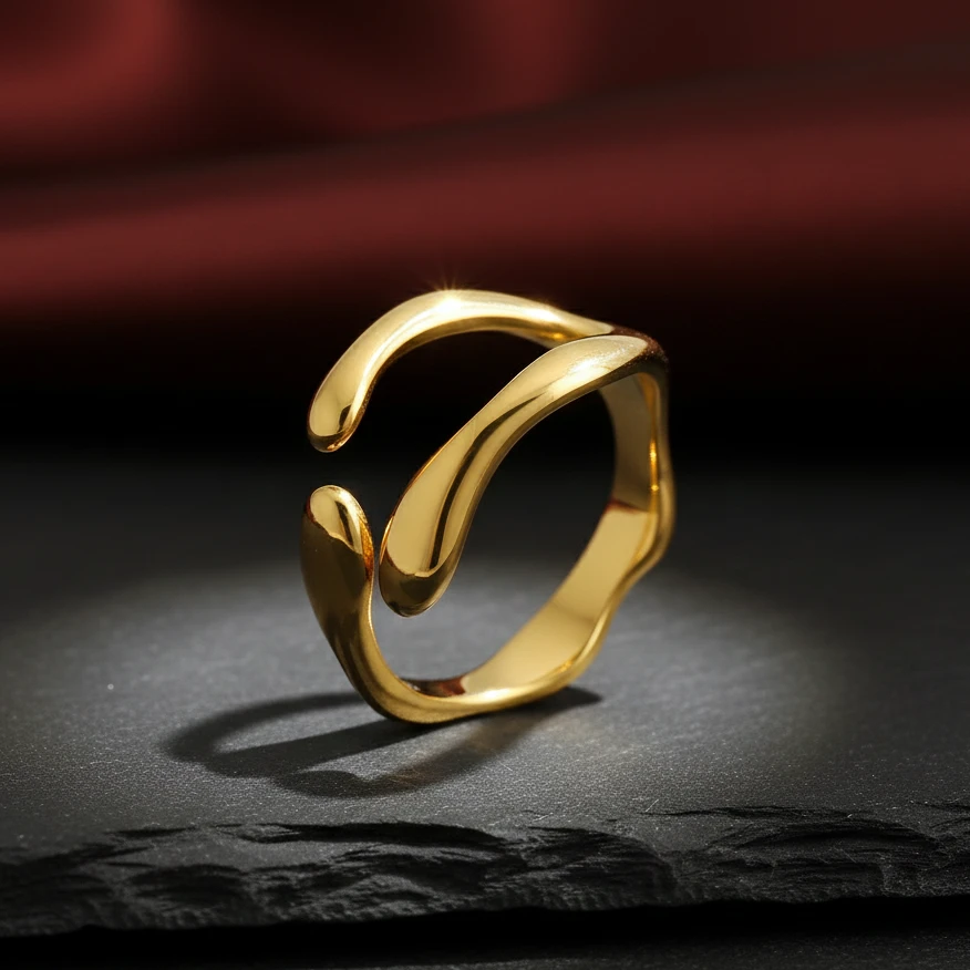 Eclipse Twist Adjustable Gold Ring - Image 3