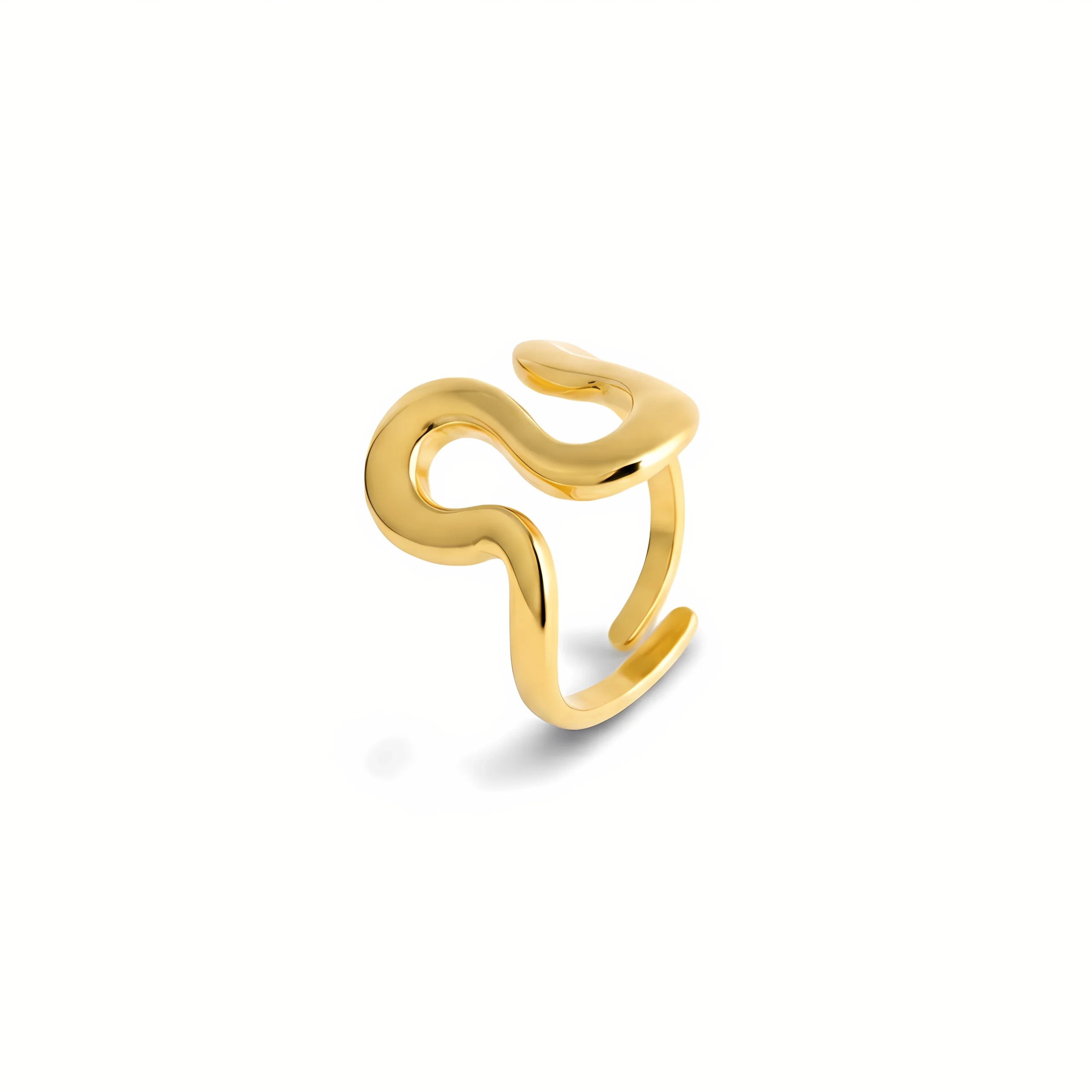 Minimalist Snake Flow Gold Plate Ring