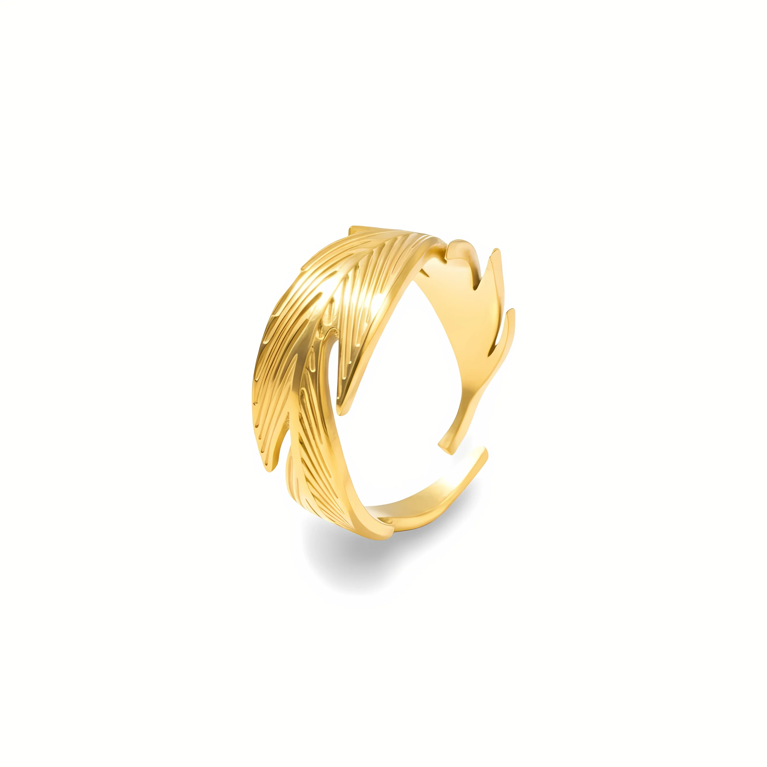 Elegant Feather Gold Statement Ring