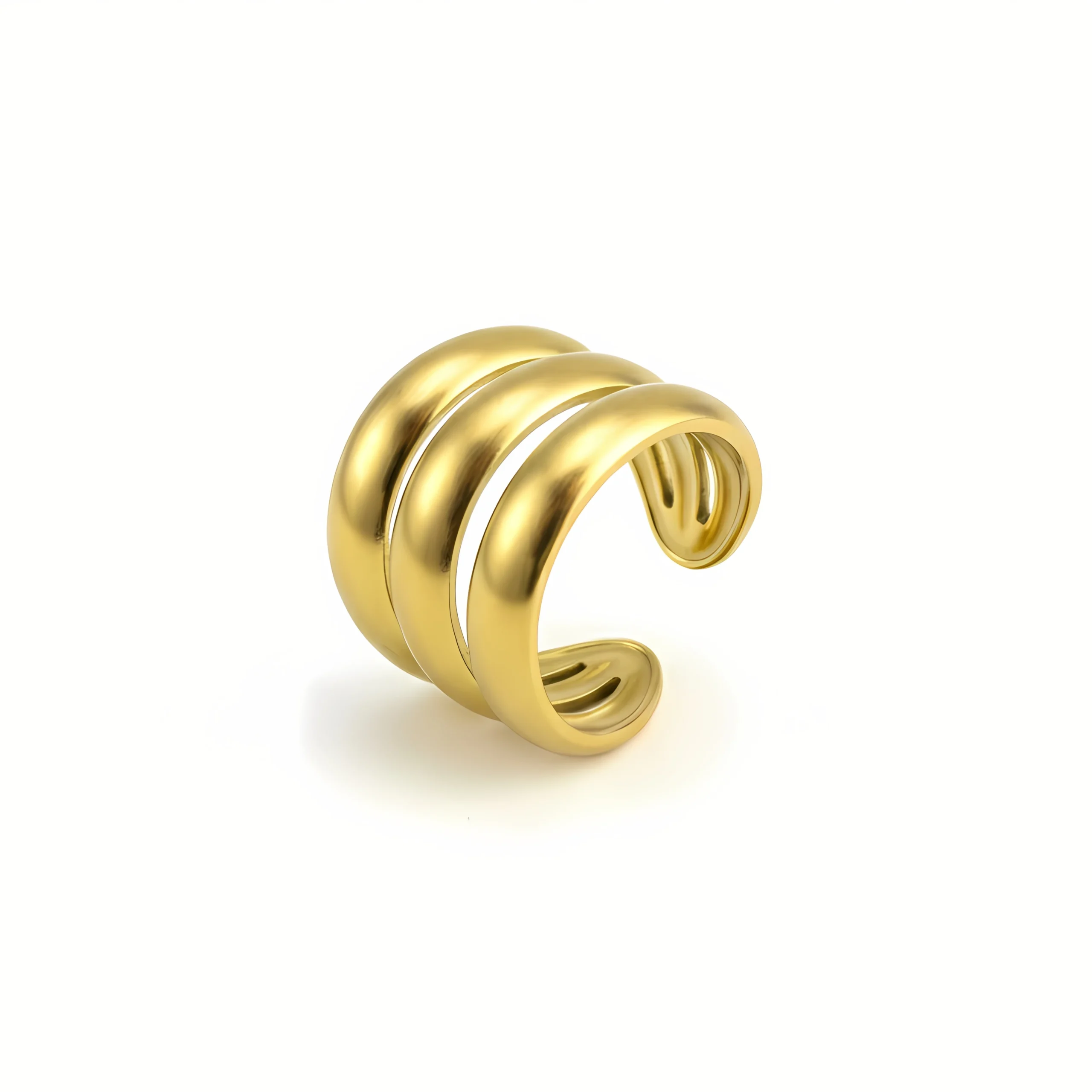 Triple Curve Open Gold Plate Ring