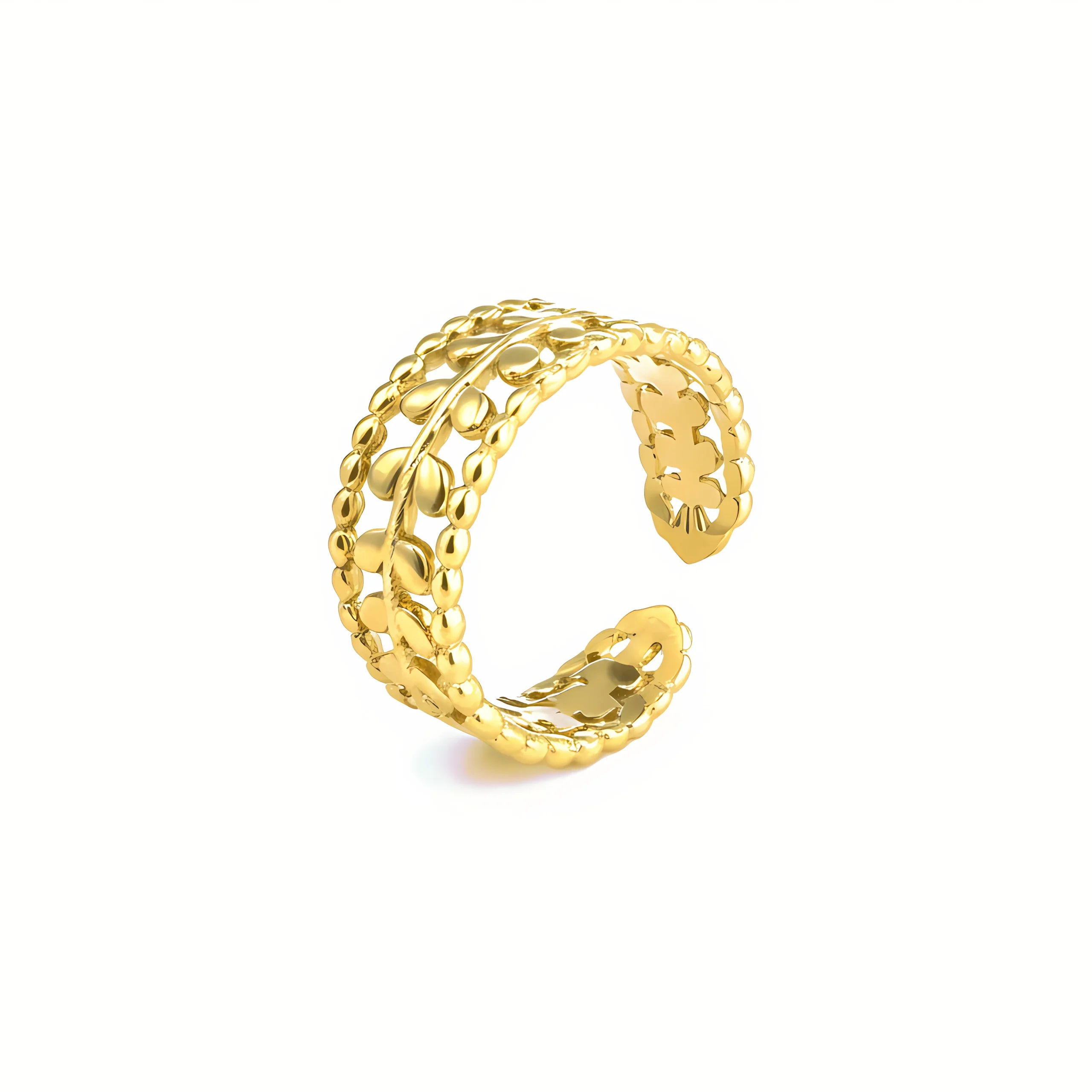 Golden Botanical Wrap Statement Ring