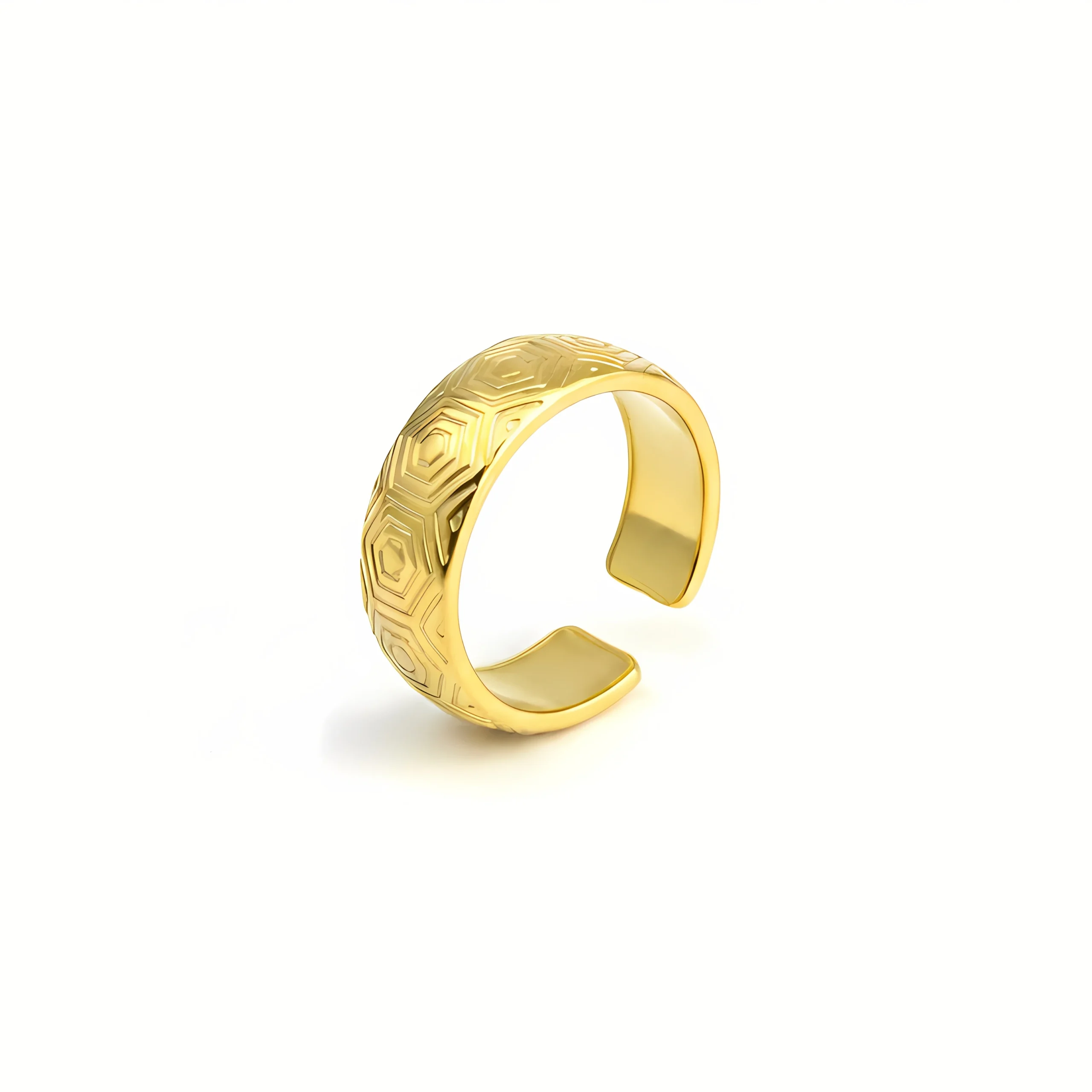 Geometric Texture Gold Statement Ring