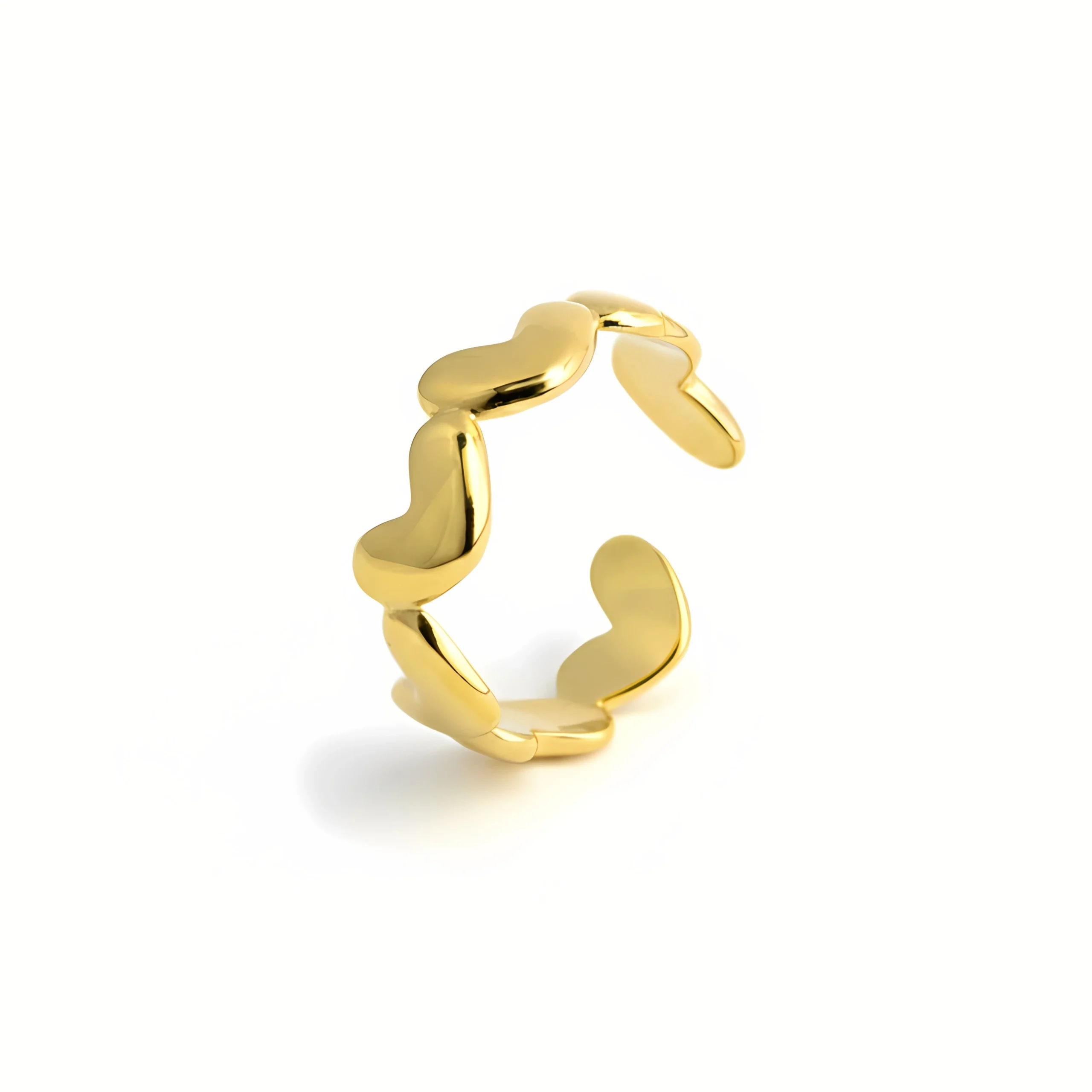 Modern Interlocked Hearts Open Ring