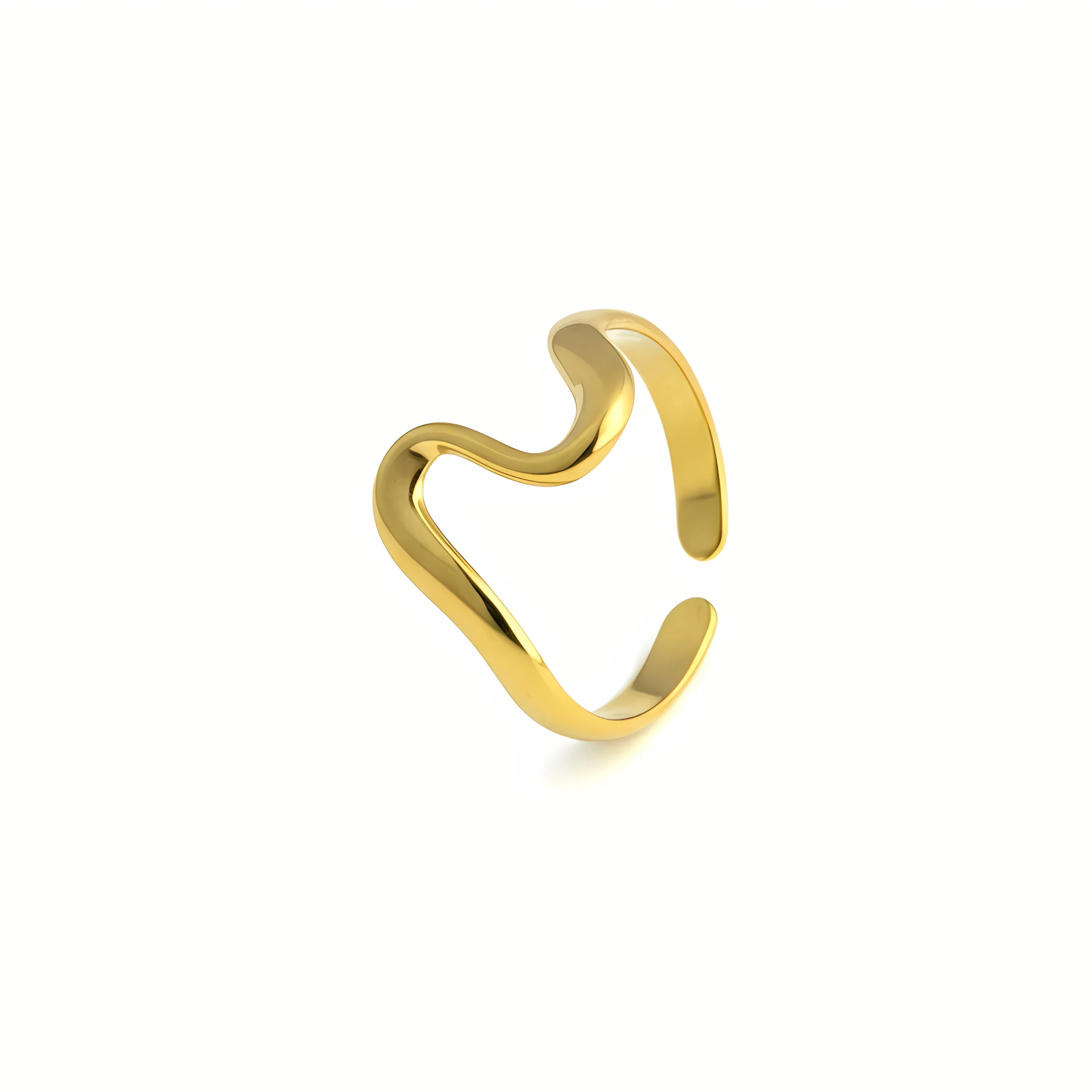 Sculptural Flow Adjustable Gold Plate Ring