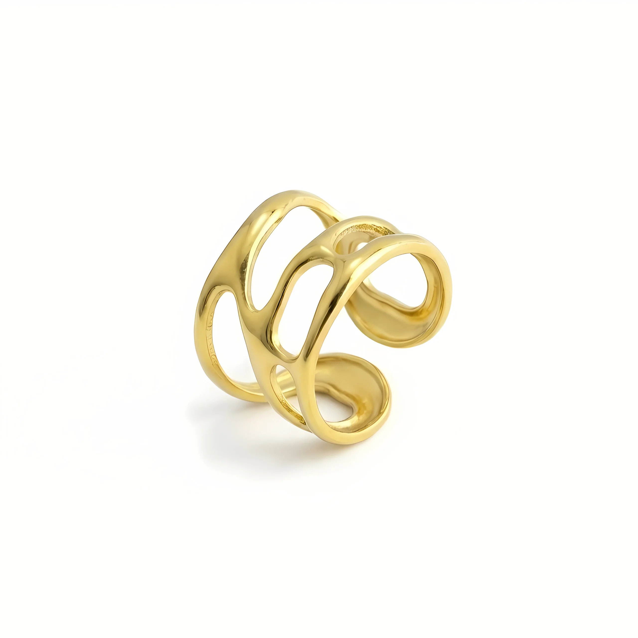 Artistic Wave Form Gold Plate Ring