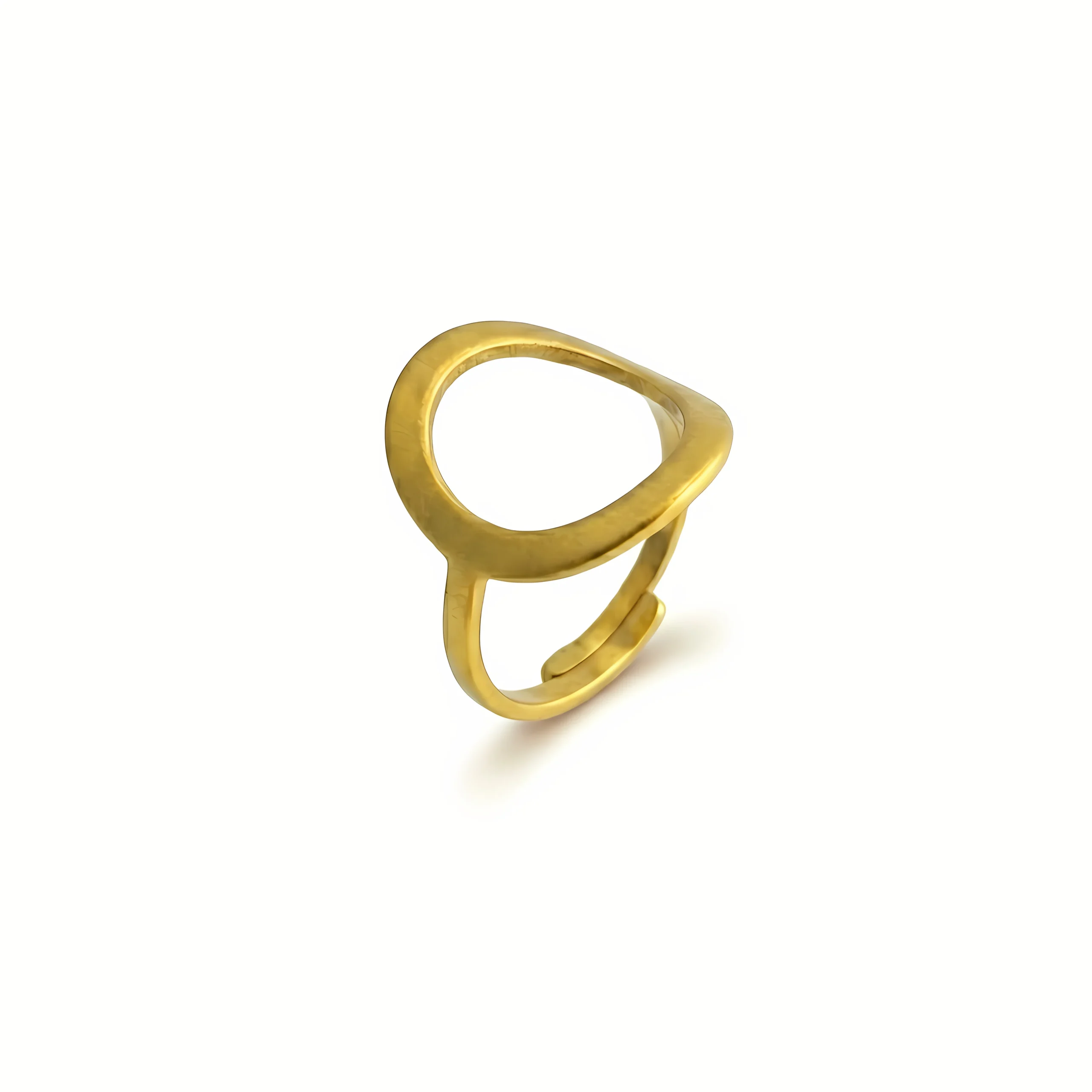 Minimalist Oval Contour Gold Plate Ring