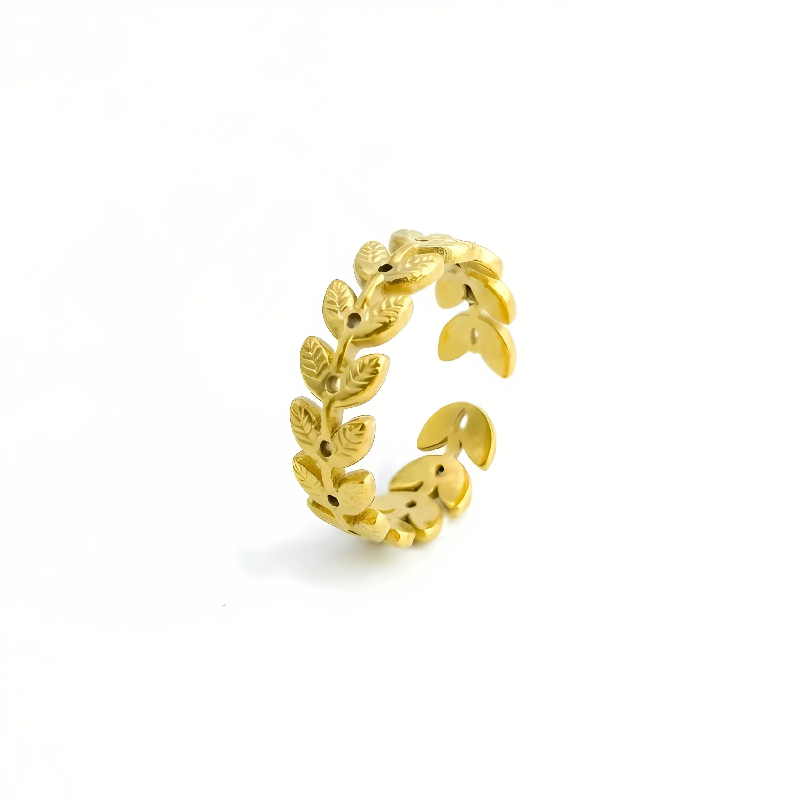 Graceful Leaf Detail Open Ring