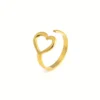 Minimal Open Heart Gold Adjustable Ring