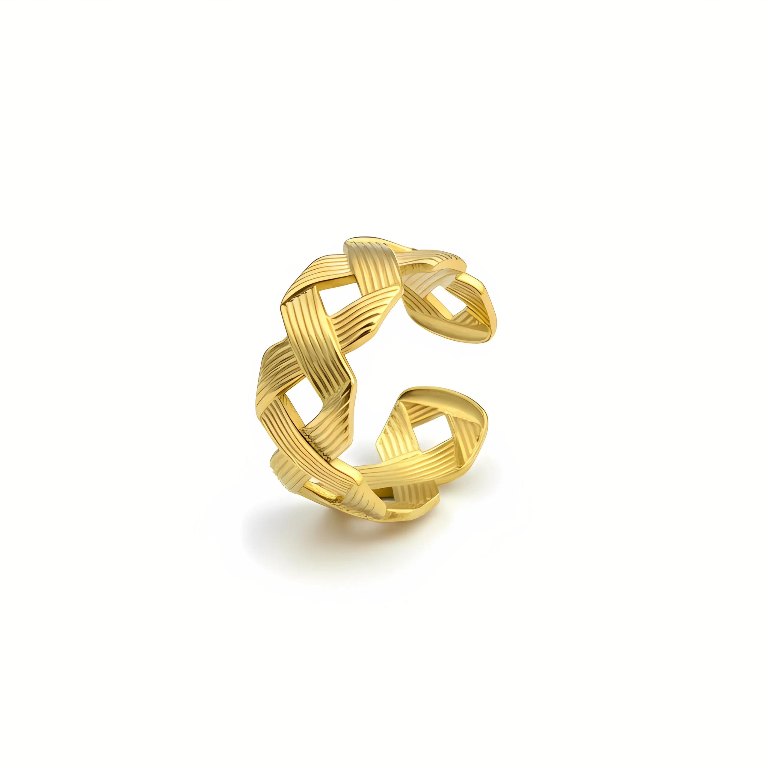 Radiant Interlock Gold Plating Ring
