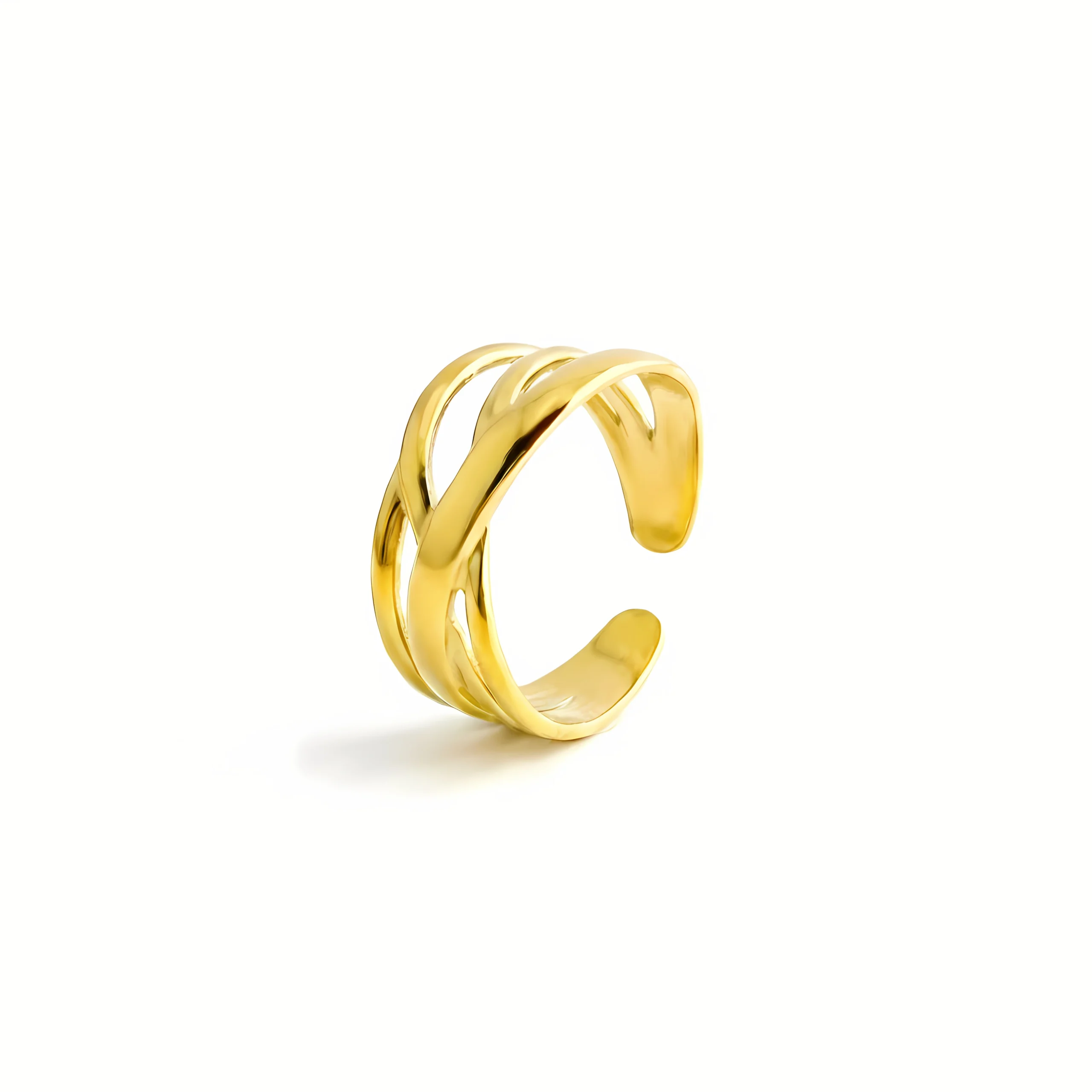 Crisscross Band Gold Plate Ring