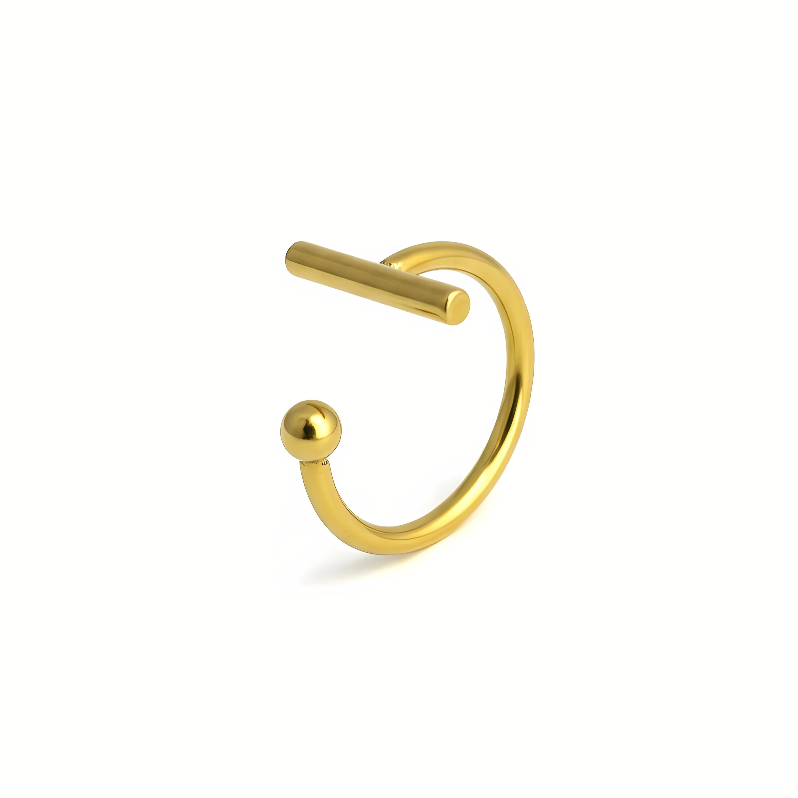 Bar & Sphere Open Gold Plate Ring