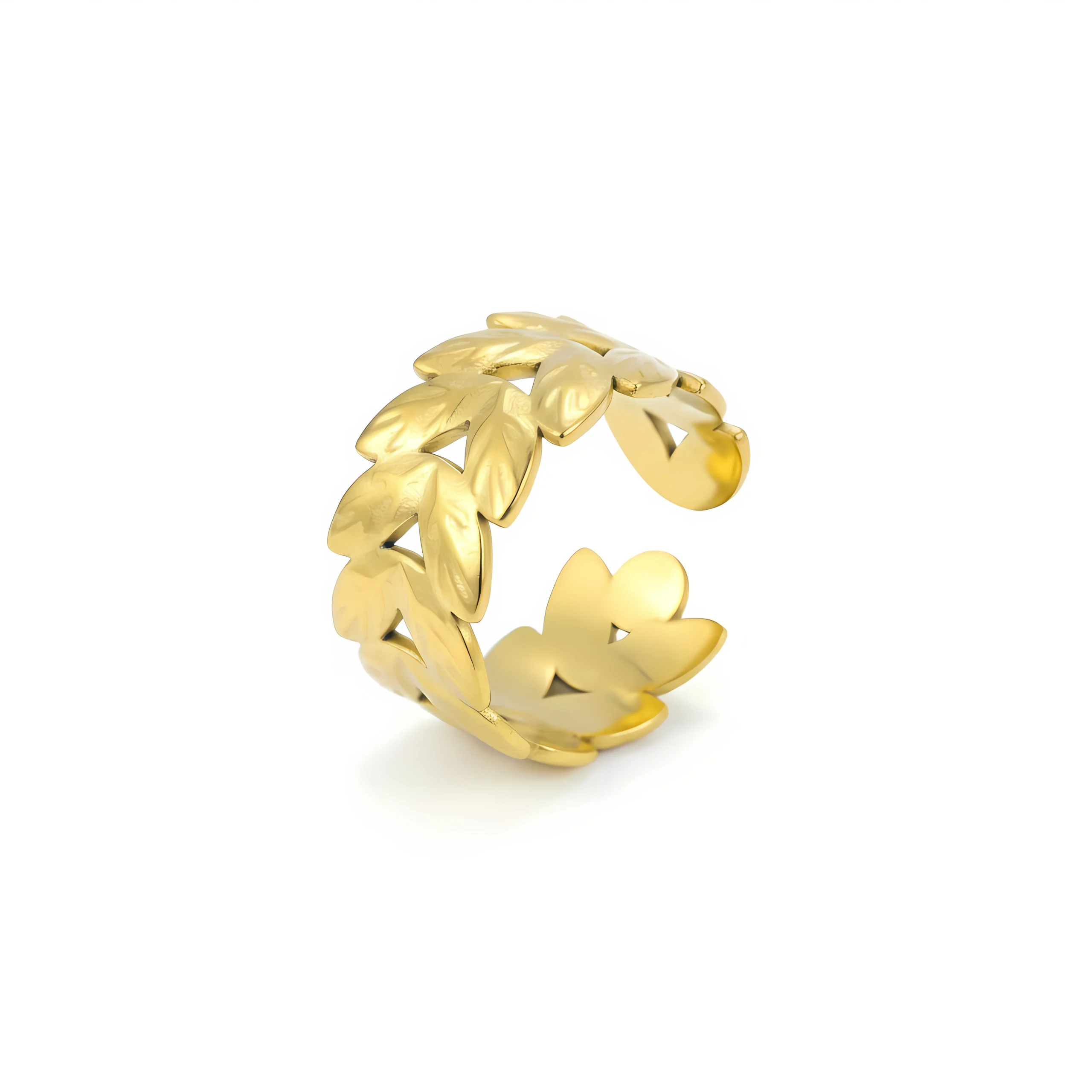 Elegant Leaf Gold Adjustable Statement Ring