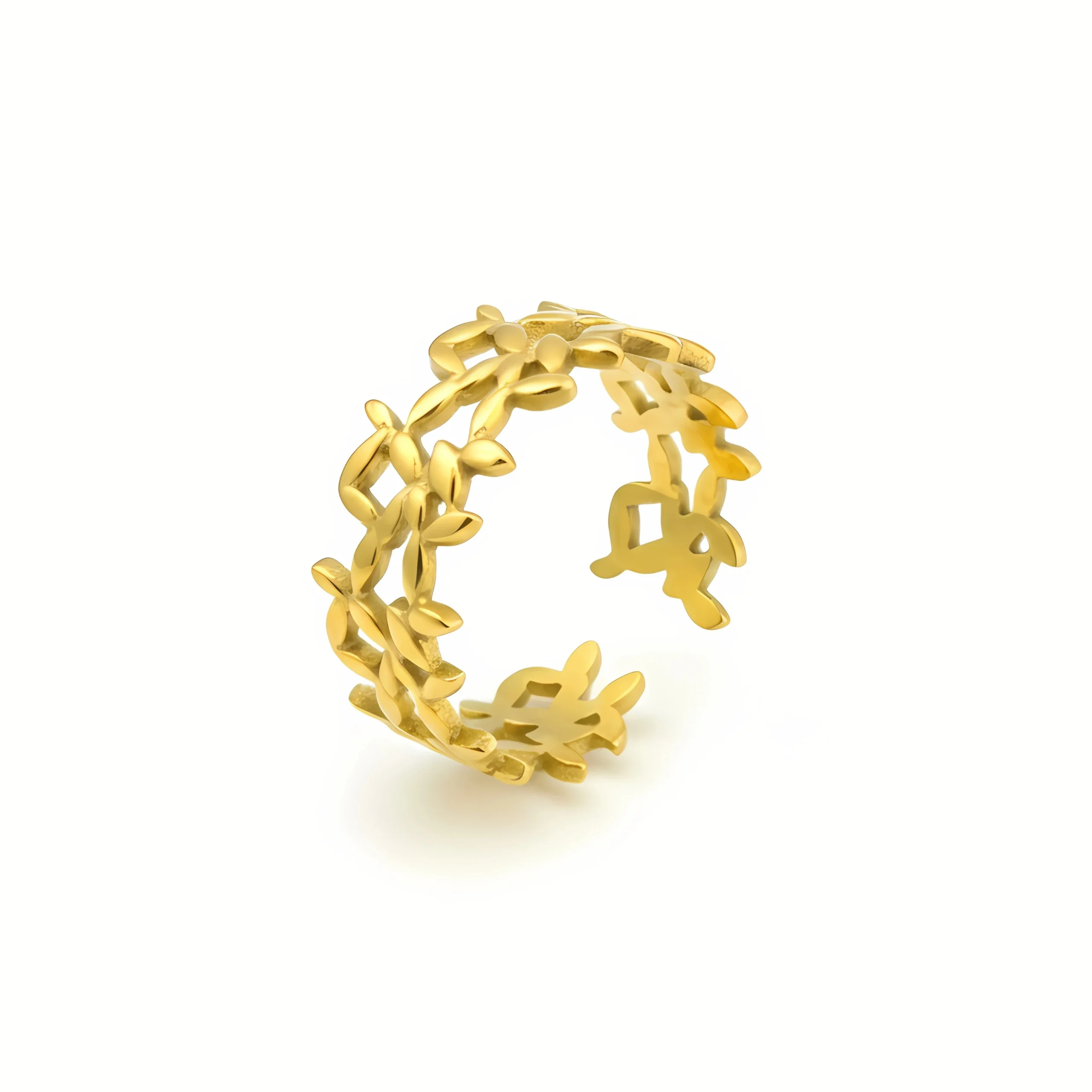 Golden Leaf Vine Adjustable Ring