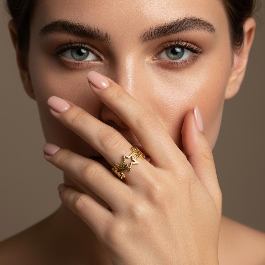 Alternative view of Celestial Star Gold Statement Ring