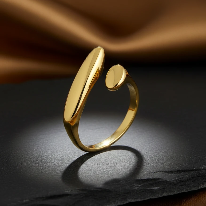 Minimal Tilted Gold Plate Ring - Image 3