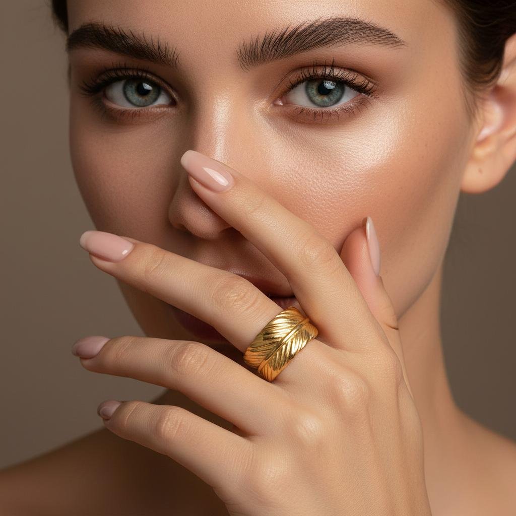Alternative view of Golden Feather Wrap Statement Ring