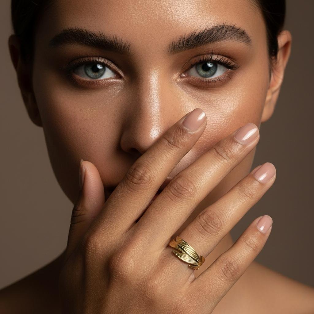 Alternative view of Elegant Feather Gold Statement Ring