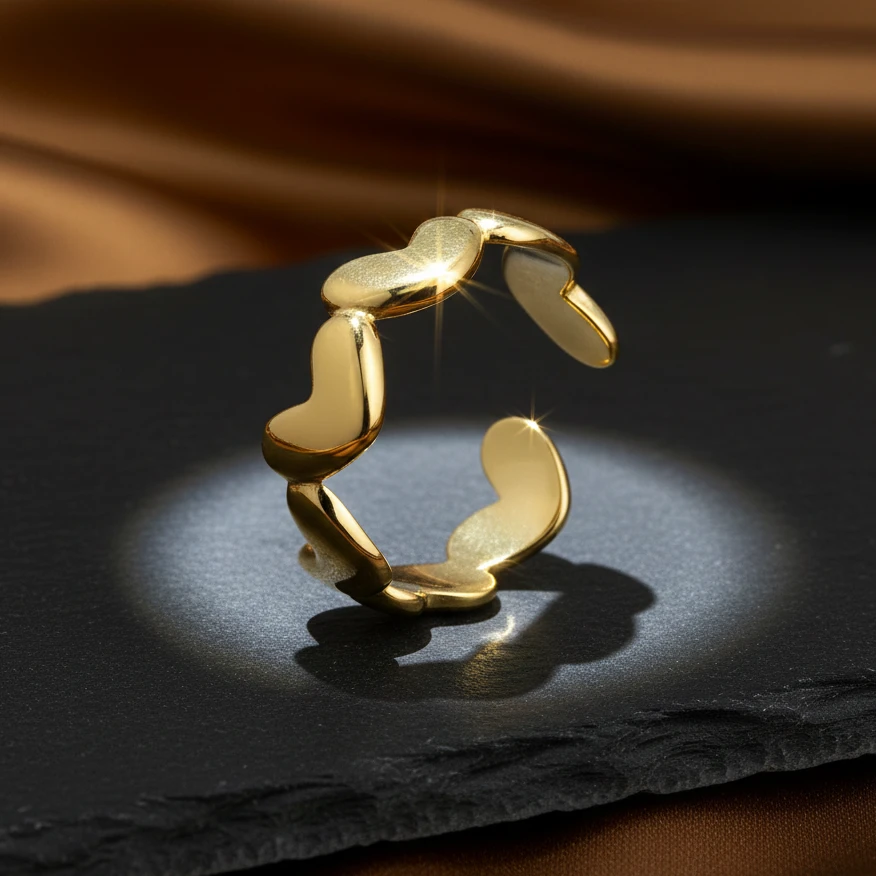 Modern Interlocked Hearts Open Ring - Image 3