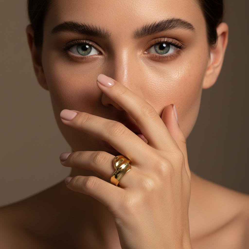 Alternative view of Sculpted Gold Open Cuff Ring