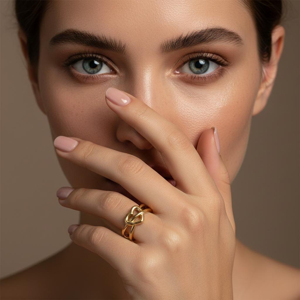 Alternative view of Elegant Intertwined Hearts Statement Ring