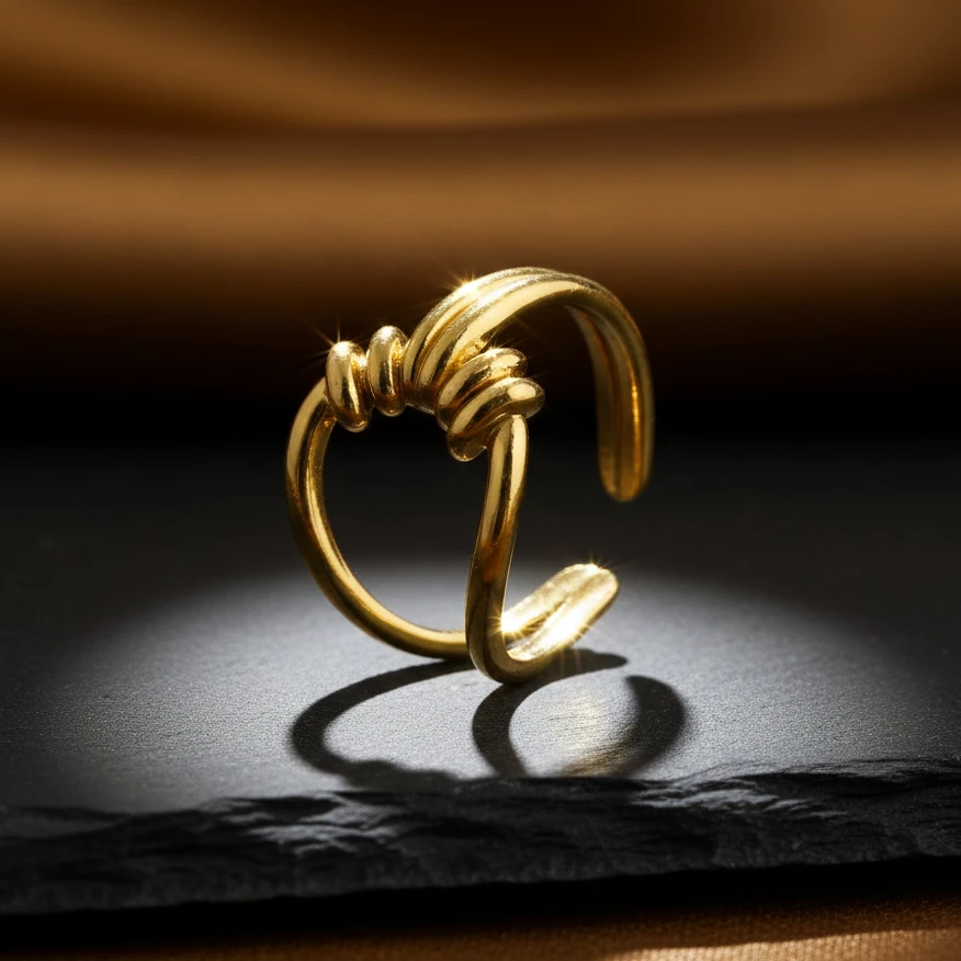 Halo Knot Wrap Gold Ring - Image 3