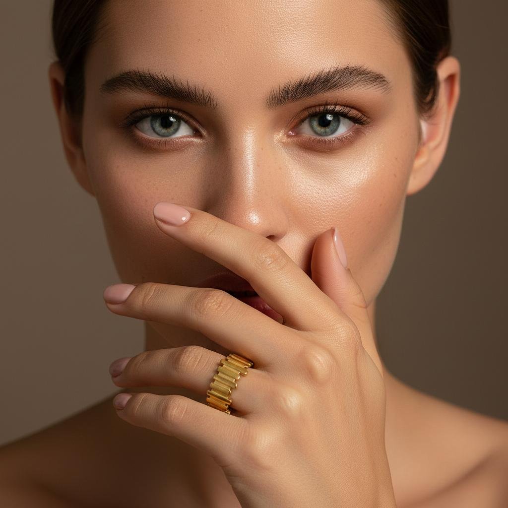 Alternative view of Bold Layered Gold Adjustable Ring