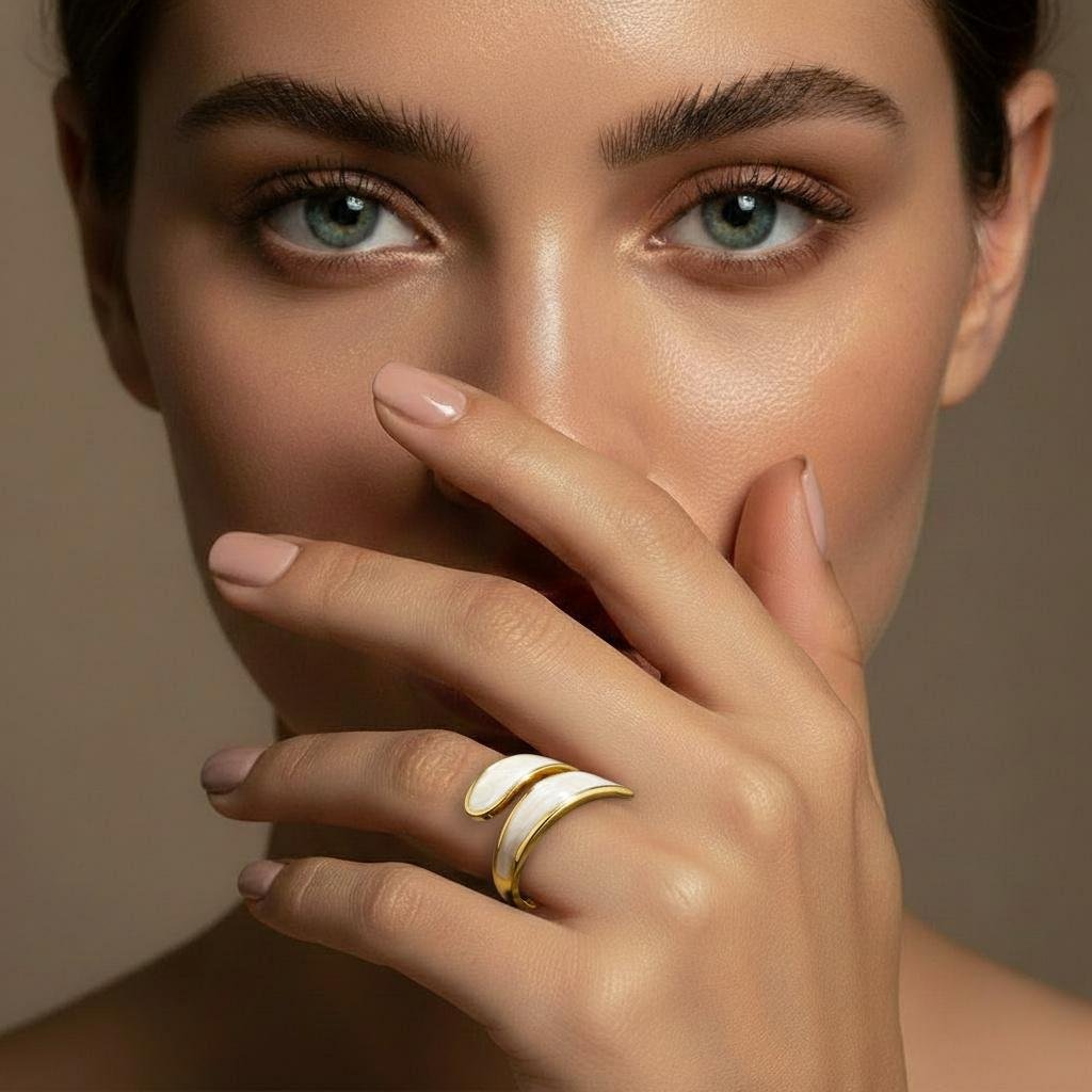 Alternative view of Aurora Curve Gold Statement Ring