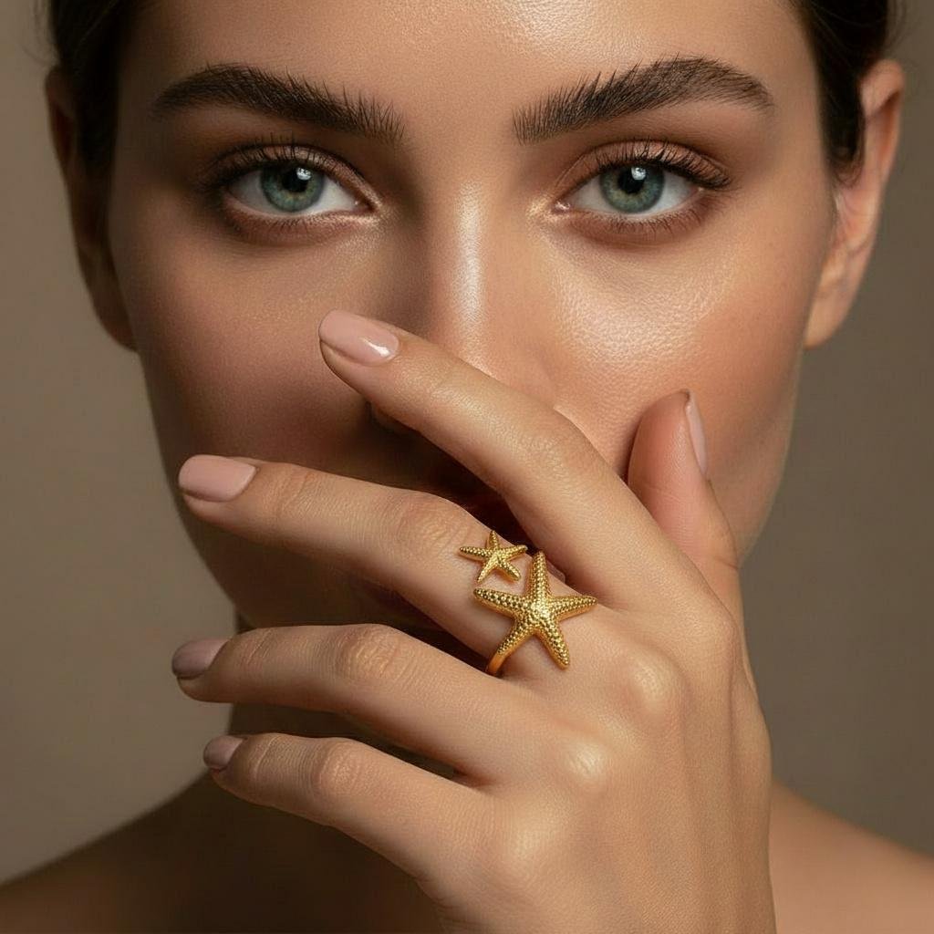 Alternative view of Dual Starfish Wrap Ring